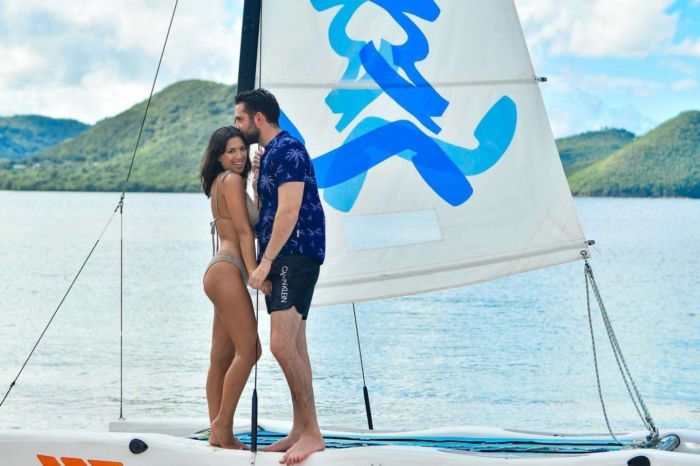 Fiona Wade In Bikini With Her Partner At The Beach In St Lucia
