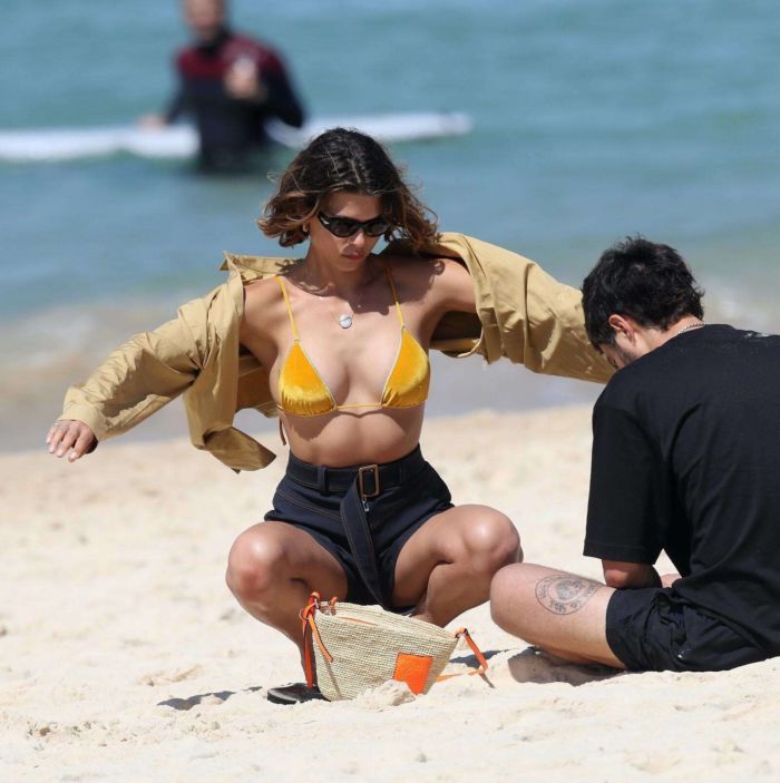 Georgia Fowler Vacationing In A Yellow Bikini At Bondi Beach In Sydney