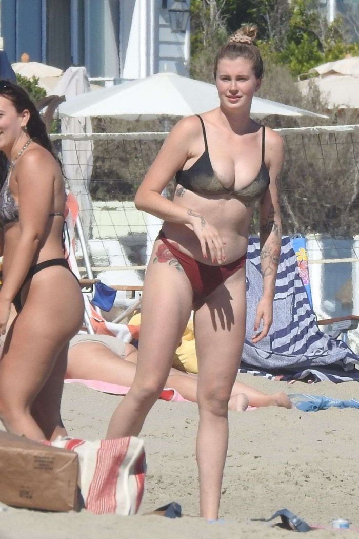 Ireland Baldwin Vacationing In A Mehandi Bikini On The Beach In Malibu