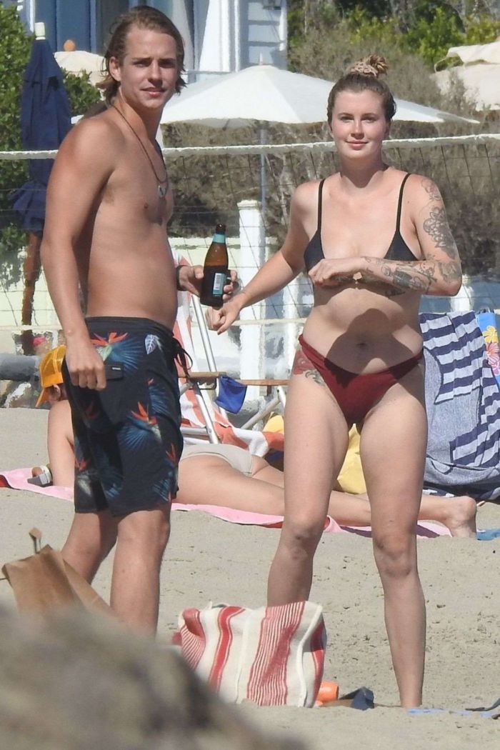 Ireland Baldwin Vacationing In A Mehandi Bikini On The Beach In Malibu