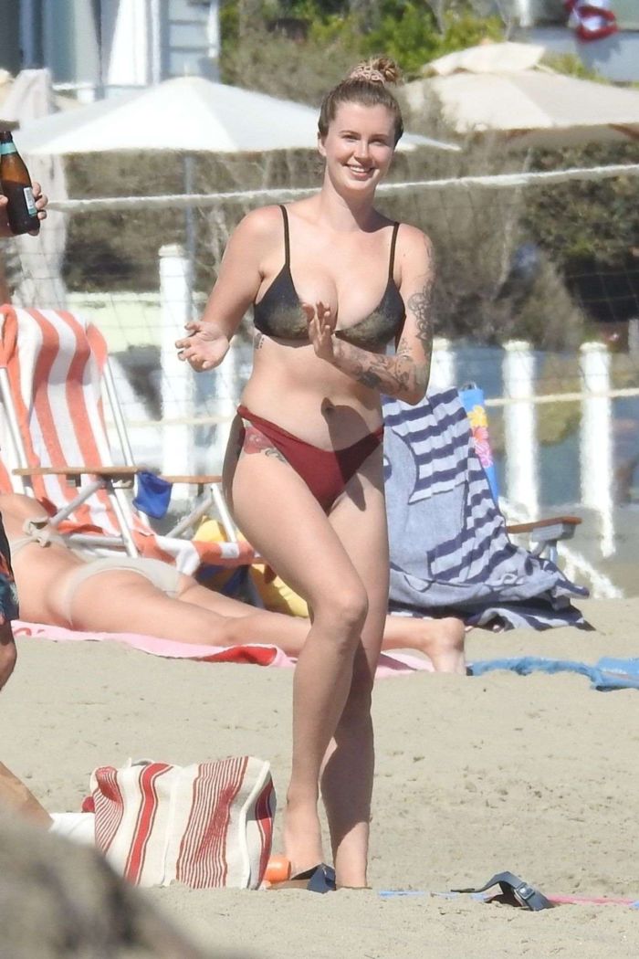 Ireland Baldwin Vacationing In A Mehandi Bikini On The Beach In Malibu