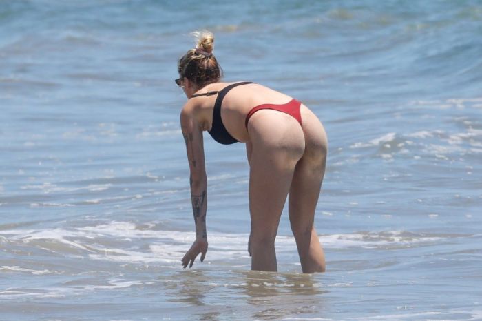 Ireland Baldwin Vacationing In A Mehandi Bikini On The Beach In Malibu