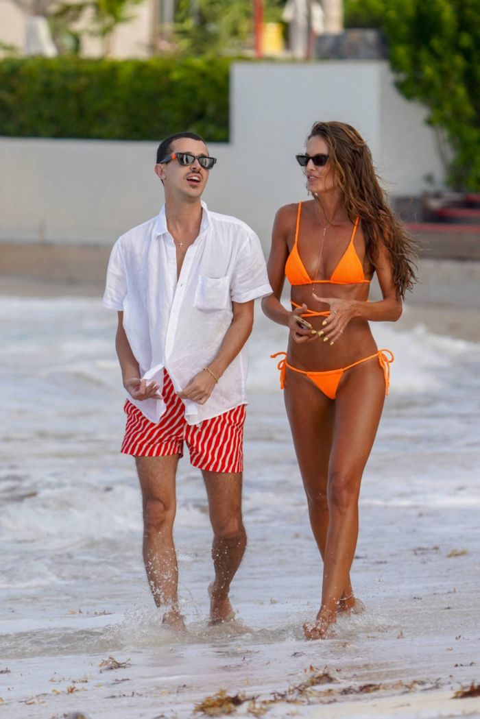 Izabel Goulart In An Orange Bikini On The Beach In St Barts