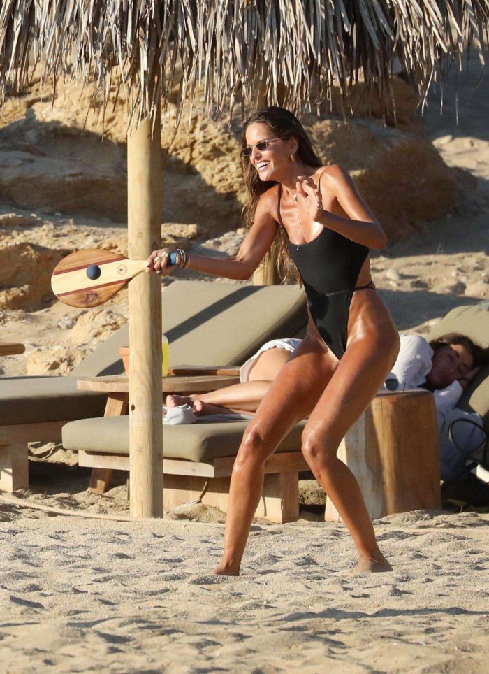 Izabel Goulart Playing Tennis In Swimsuit On The Beach In Greece