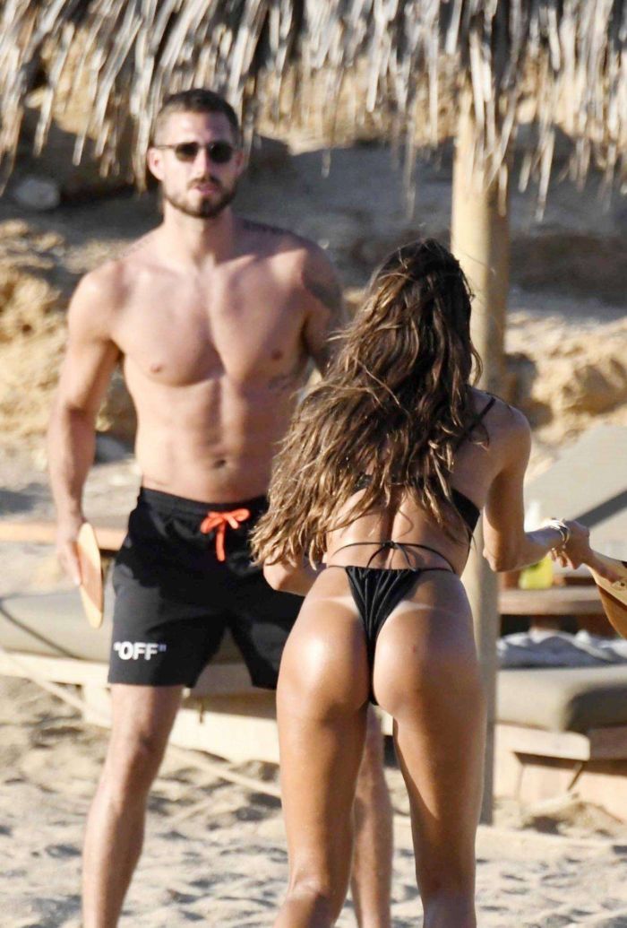 Izabel Goulart Playing Tennis In Swimsuit On The Beach In Greece