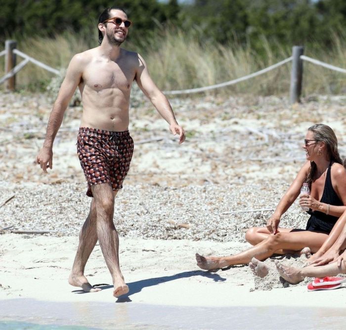 Kate Moss In A Black Swimsuit On The Beach In Formentera