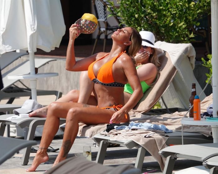 Katie Price In An Orange Bikini At A Swimming Pool In Turkey