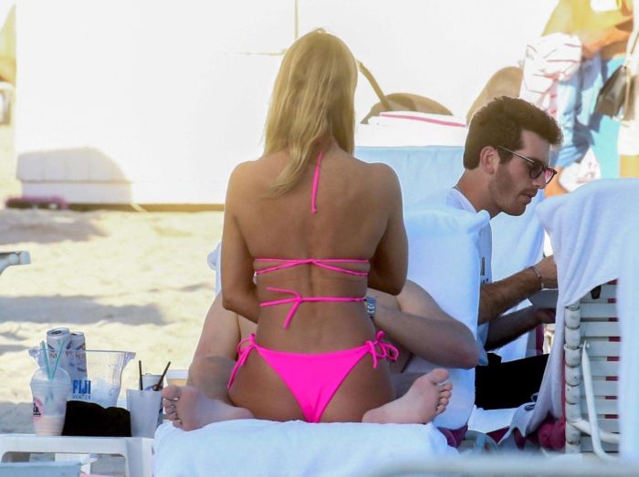 Kimberley Garner In A Pink Bikini At Miami Beach