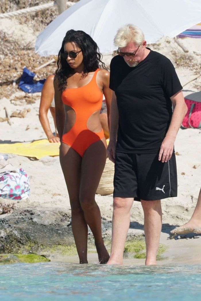 Katie Price In An Orange Bikini At A Swimming Pool In Turkey