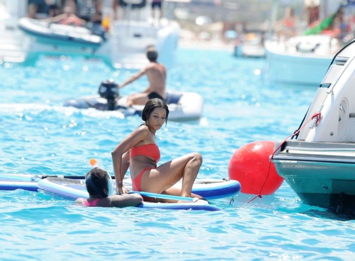 Katie Price In An Orange Bikini At A Swimming Pool In Turkey