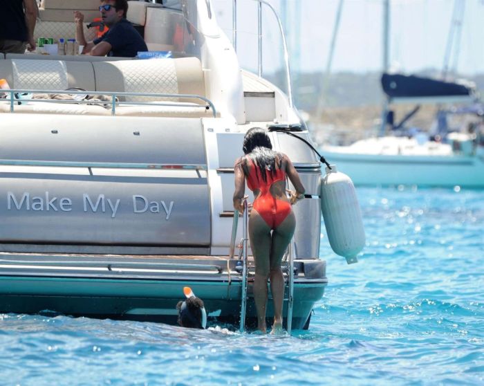 Katie Price In An Orange Bikini At A Swimming Pool In Turkey