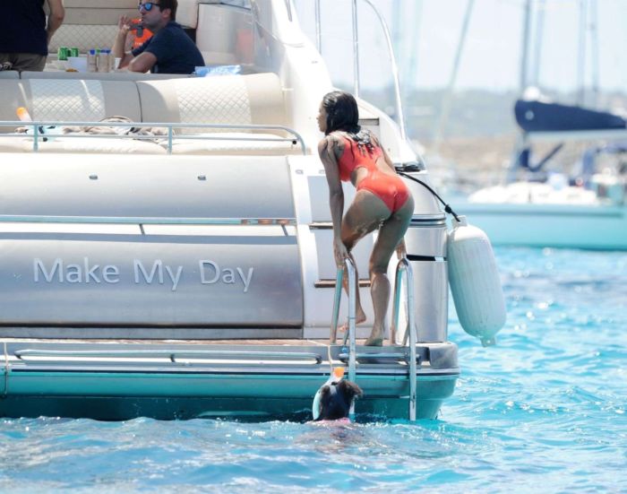 Katie Price In An Orange Bikini At A Swimming Pool In Turkey