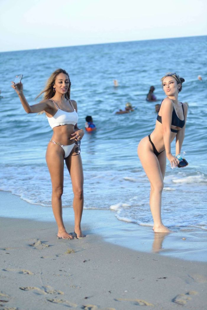 Lisa Opie And Ramina Ashfaque Vacationing In Bikinis At Beach In Miami