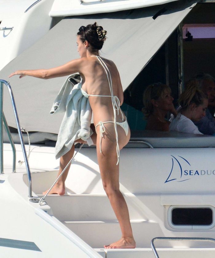 Lucy Watson In A White Bikini On A Yacht In Barbados