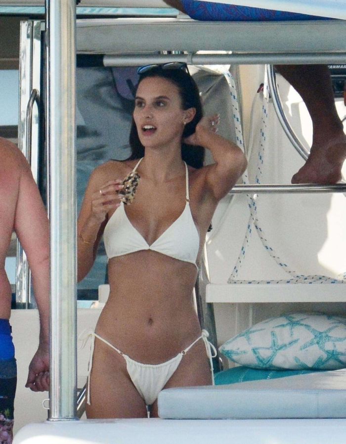 Lucy Watson In A White Bikini On A Yacht In Barbados