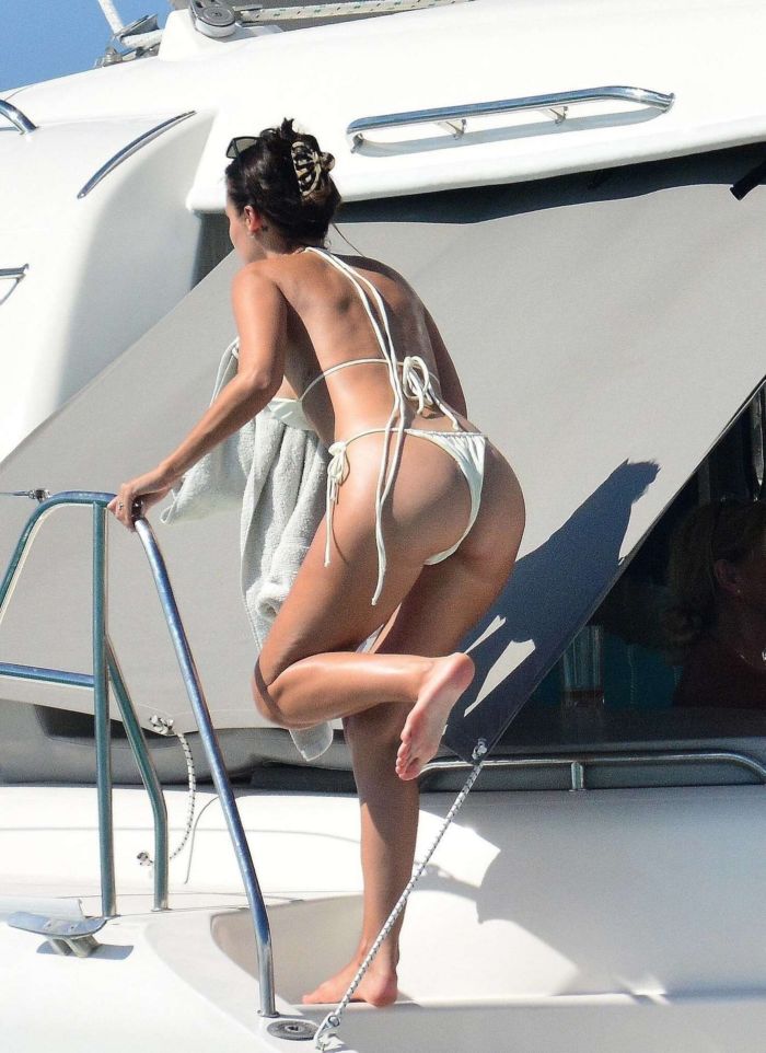 Lucy Watson In A White Bikini On A Yacht In Barbados