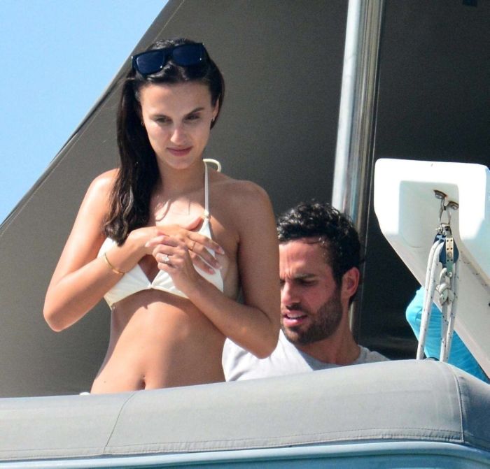 Lucy Watson In A White Bikini On A Yacht In Barbados