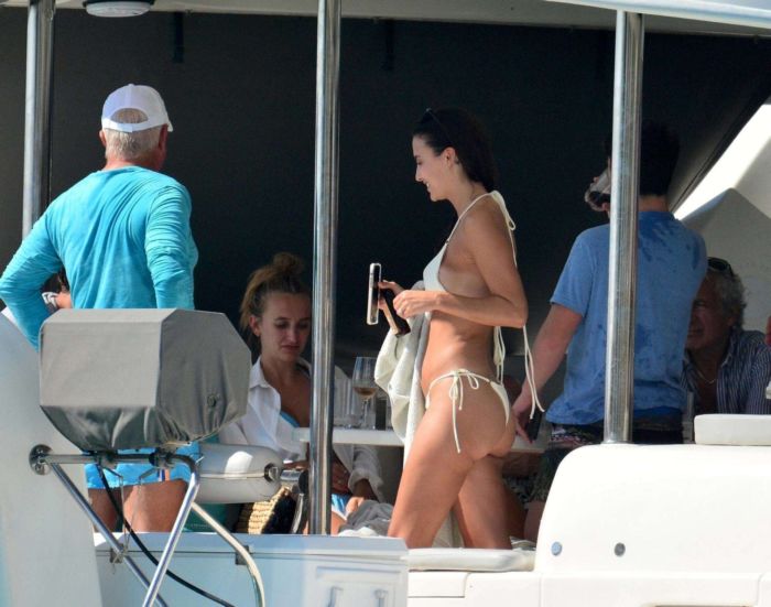 Lucy Watson In A White Bikini On A Yacht In Barbados
