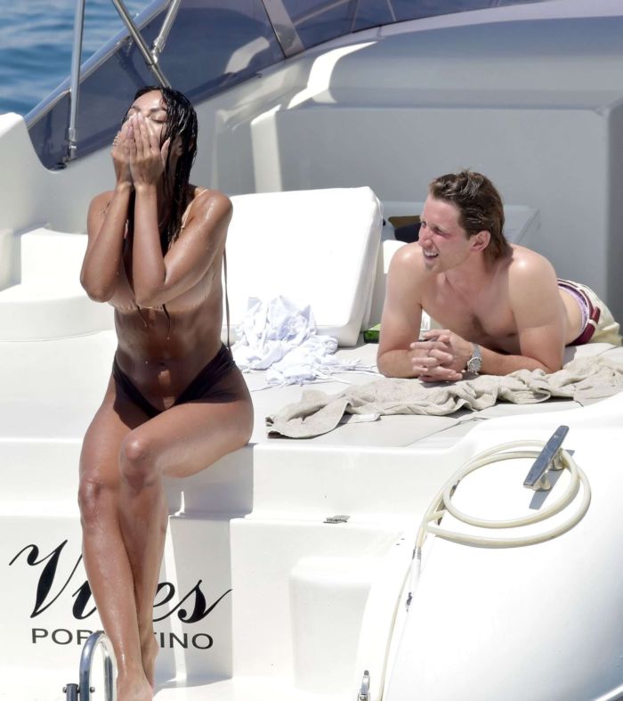 Madalina Ghenea Vacationing In Bikini On A Yacht In Portofino