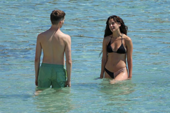 Maria Pedraza In A Black Bikini On The Beach In Ibiza
