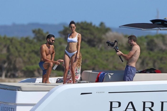 Maria Pedraza In A White Bikini On A Yacht In Formentera