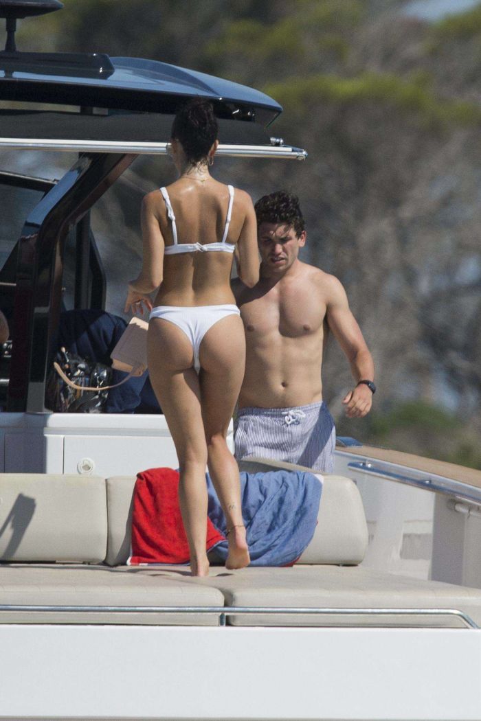 Maria Pedraza In A White Bikini On A Yacht In Formentera