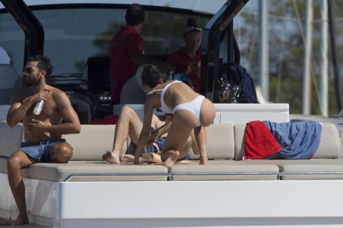 Maria Pedraza In A White Bikini On A Yacht In Formentera