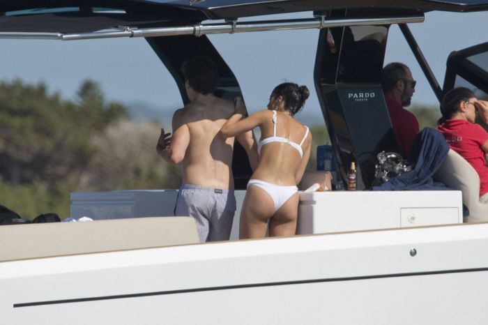 Maria Pedraza In A White Bikini On A Yacht In Formentera