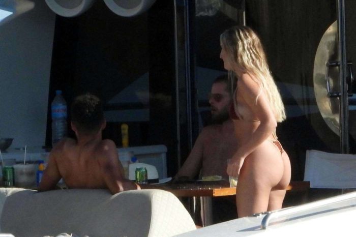 Perrie Edwards Surfing In Bikini At The Sea In Ibiza