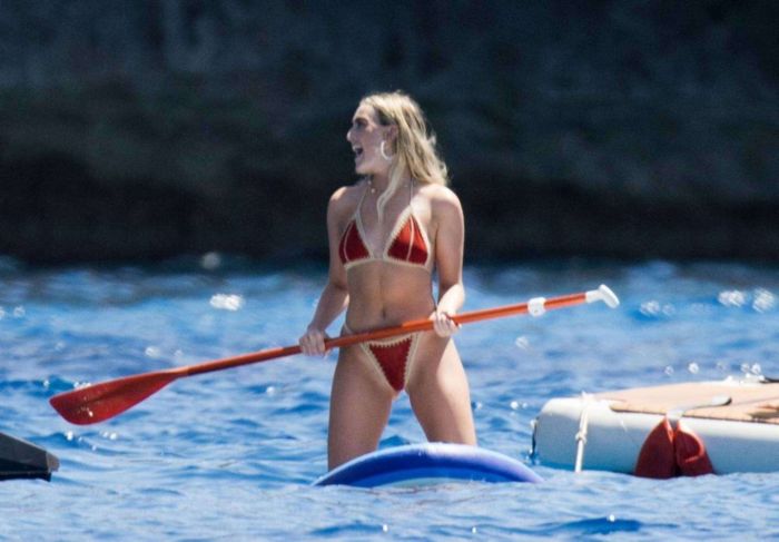 Perrie Edwards Surfing In Bikini At The Sea In Ibiza