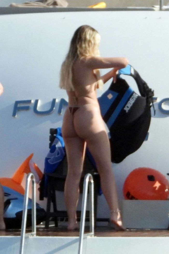 Perrie Edwards Surfing In Bikini At The Sea In Ibiza