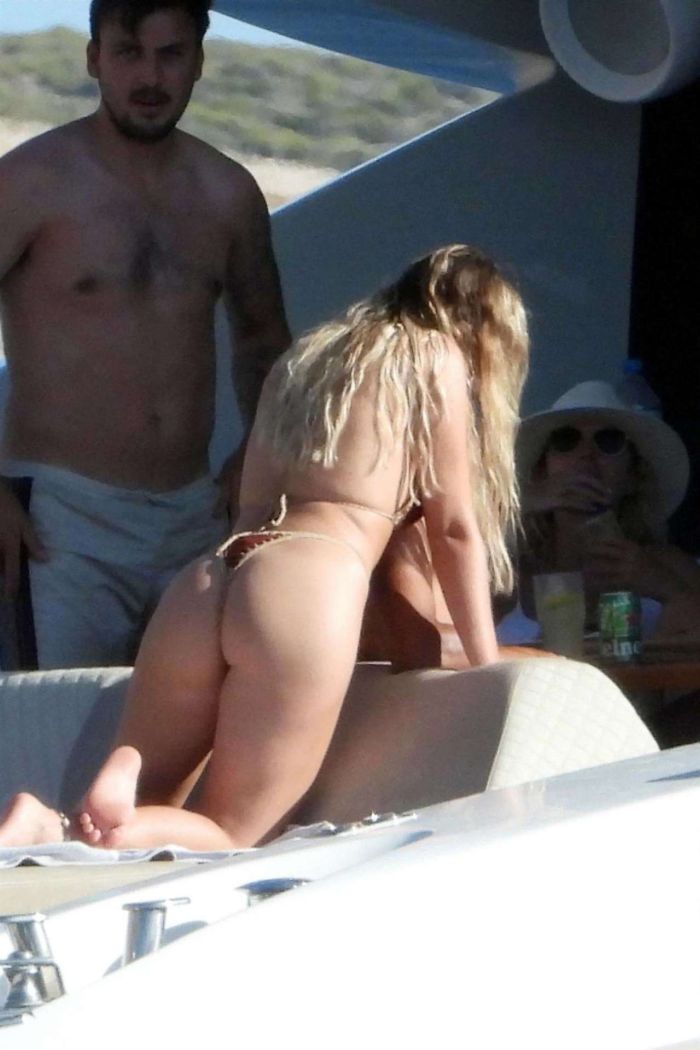 Perrie Edwards Surfing In Bikini At The Sea In Ibiza
