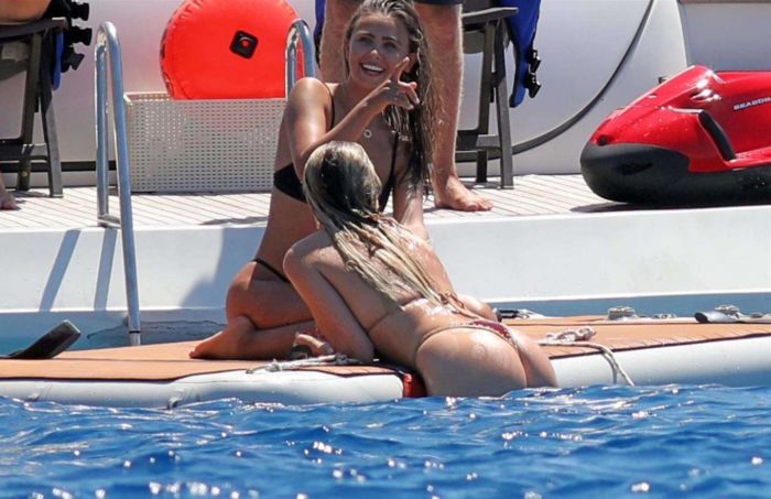 Perrie Edwards Surfing In Bikini At The Sea In Ibiza