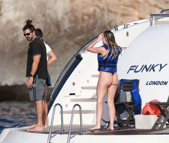Perrie Edwards Surfing In Bikini At The Sea In Ibiza