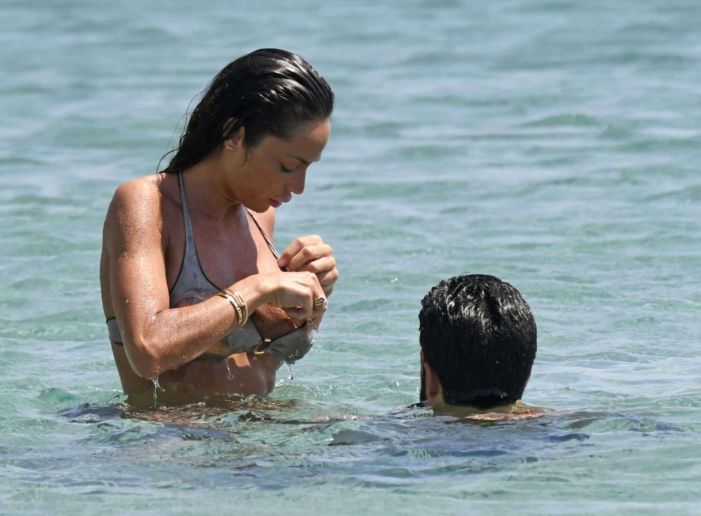 Raffaella Fico Tanning In Bikini At The Beach In Mykonos