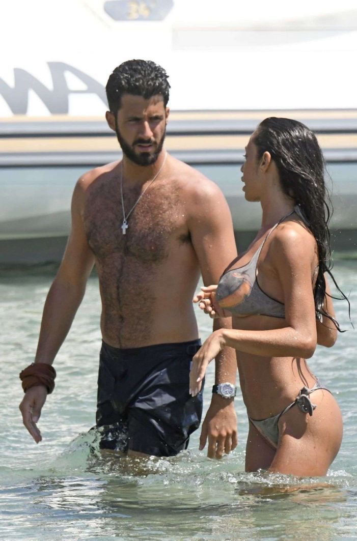 Raffaella Fico Tanning In Bikini At The Beach In Mykonos