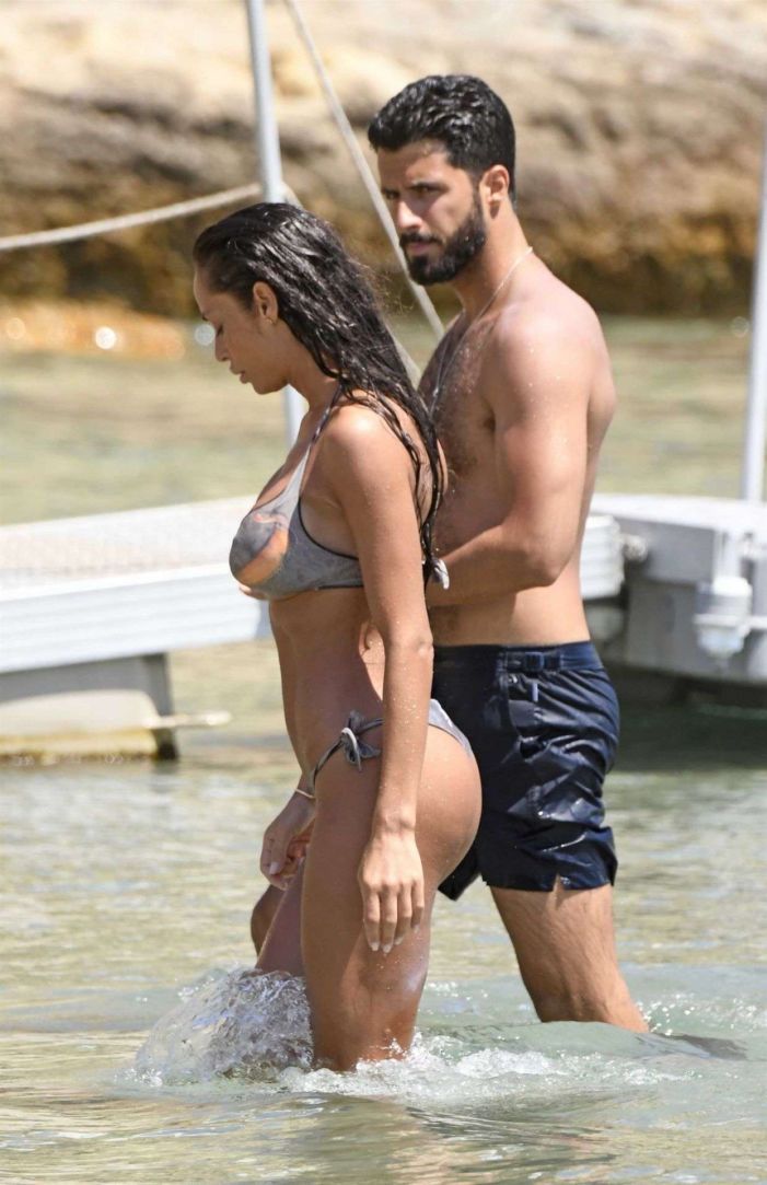 Raffaella Fico Tanning In Bikini At The Beach In Mykonos