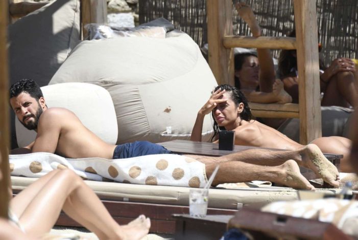 Raffaella Fico Tanning In Bikini At The Beach In Mykonos