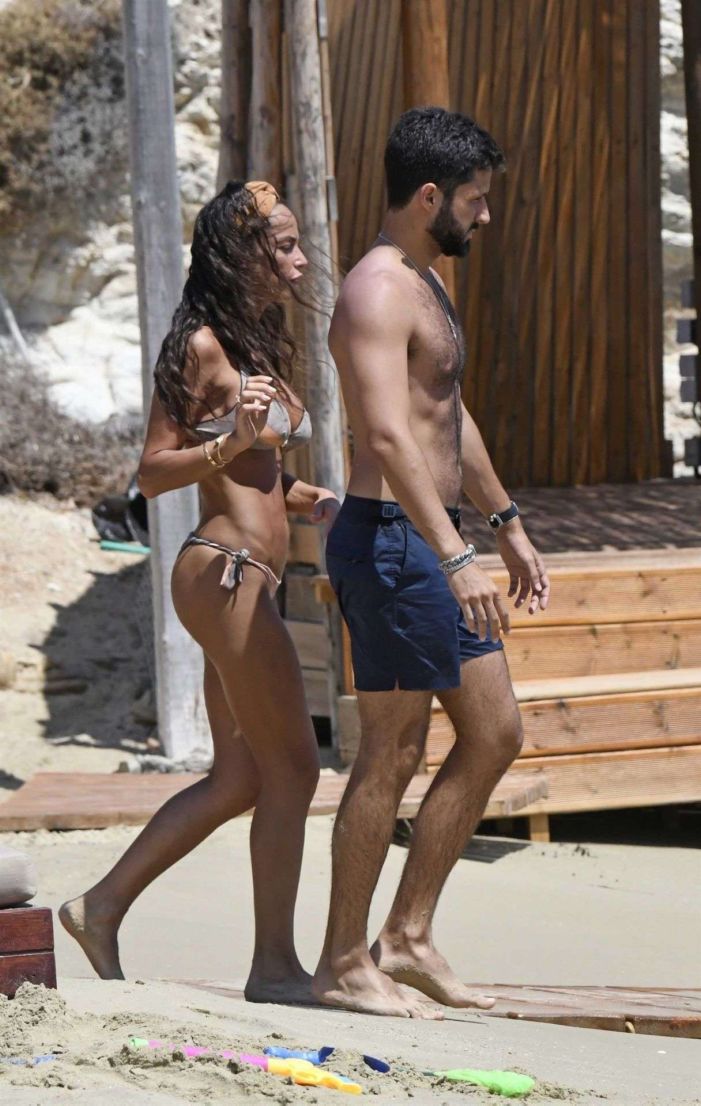 Raffaella Fico Tanning In Bikini At The Beach In Mykonos