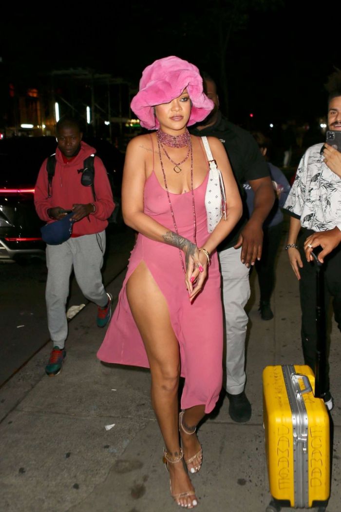 Rihanna In A Pink Dress At Barcade In New York