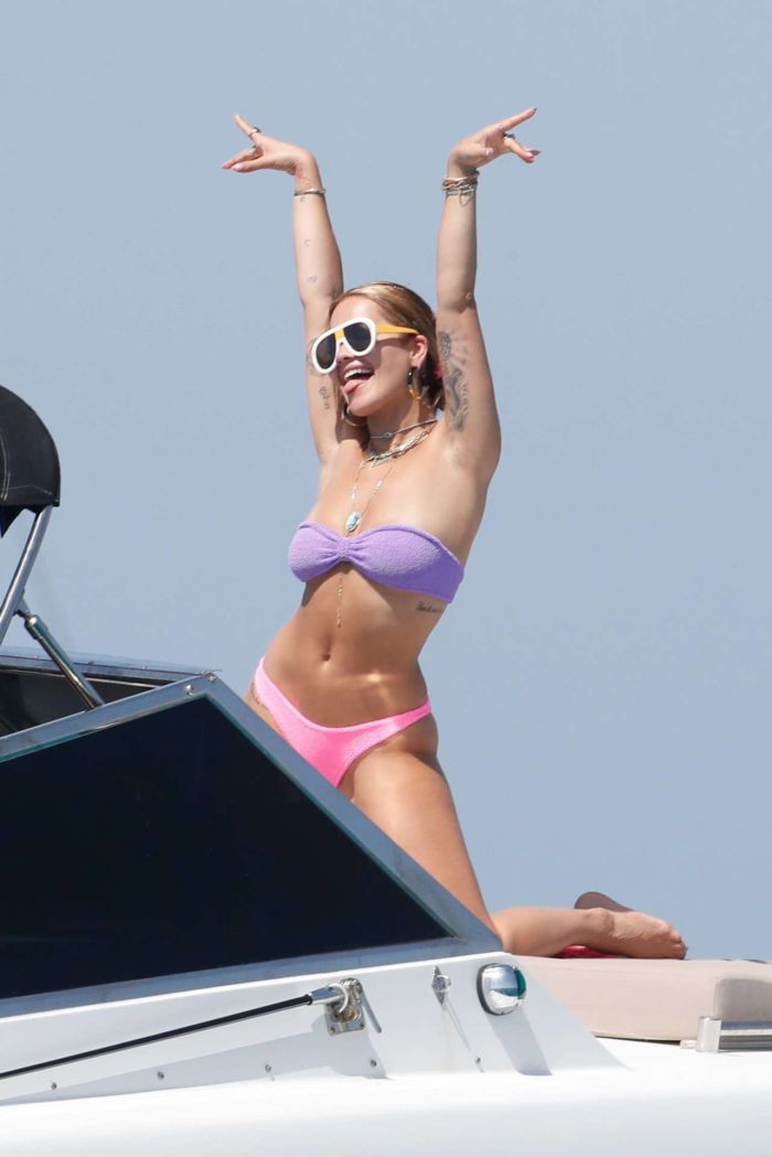 Rita Ora Enjoying In Bikini On A Yacht In Ibiza