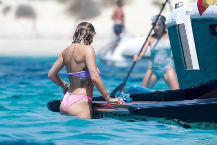 Rita Ora Enjoying In Bikini On A Yacht In Ibiza