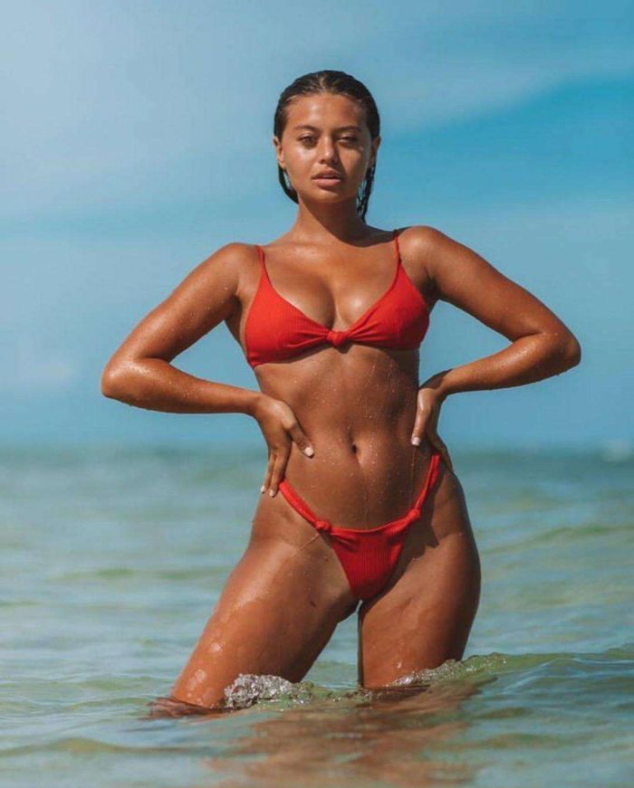 Refreshing Sofia Jamora At The Beach In Red Bikini
