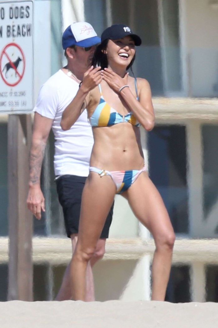 Soo Yeon Lee And Dylan McDermott Playing Beach Games In Los Angeles